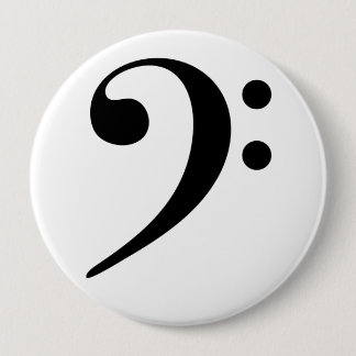 Badge Rond 10 Cm Broche (Botton) Clave de Fá Preta