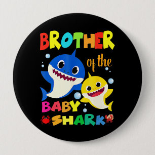Badge Rond 10 Cm Brother Of The Baby Shark Birthday Brother Shark