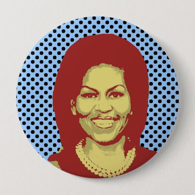 BADGE ROND 10 CM BULLE D'ENTRETIEN DE MICHELLE OBAMA (Devant)