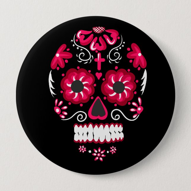 Badge Rond 10 Cm Calavera (Devant)