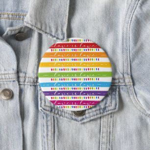 Badge Rond 10 Cm Calligraphy Love Is Love Rainbow Pride