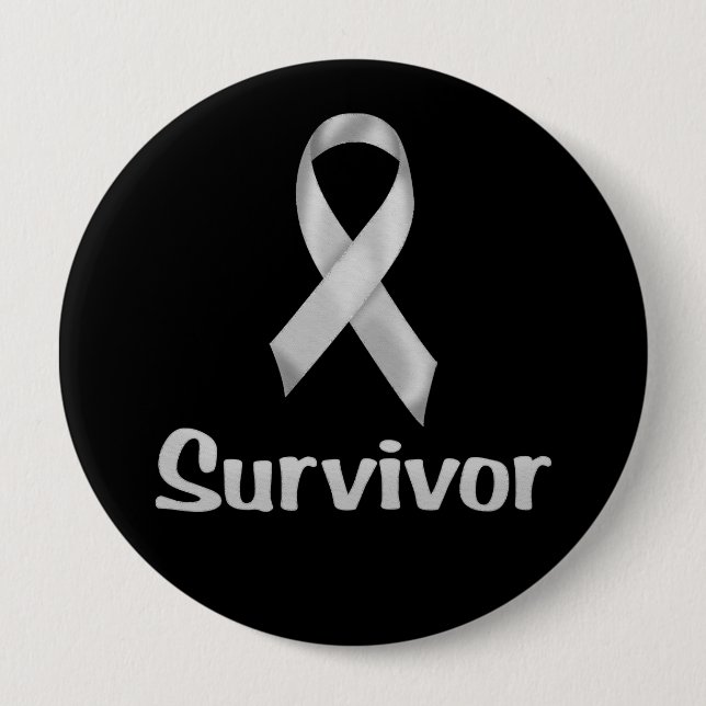 Badge Rond 10 Cm Cancer Survivant Grey (Devant)