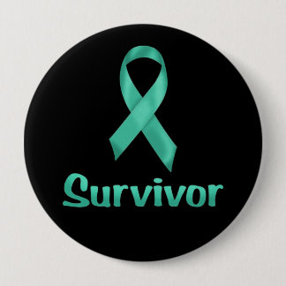 Badge Rond 10 Cm Cancer Survivant Turquoise