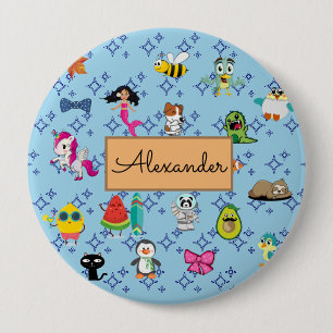 Badge Rond 10 Cm Caricatures scintillent mignons dessins animés pou