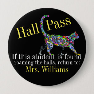 Badge Rond 10 Cm Carte scolaire / Chat - SRF