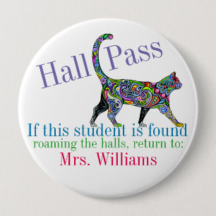 Badge Rond 10 Cm Carte scolaire / Chat - SRF