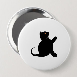 Badge Rond 10 Cm Cat dit bonjour