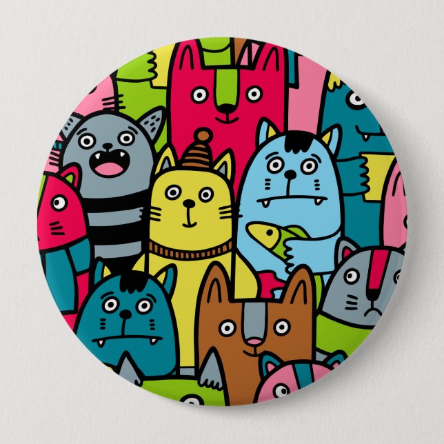 Badge Rond 10 Cm Cat et kitten (Devant)