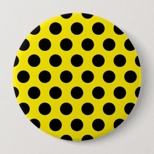 Badge Rond 10 Cm Cercles noirs sur Arrière - plan jaune