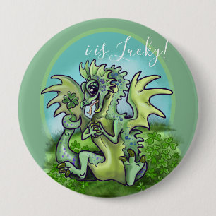 Badge Rond 10 Cm c'est Lucky ! Lil' Dragon Shamrock