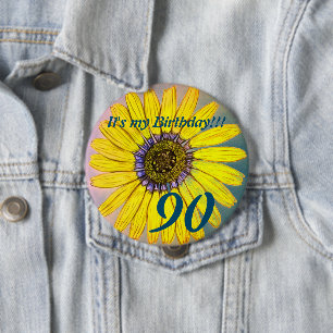 Badge Rond 10 Cm C'est mon anniversaire ! ! Fleur Anniversaire pers