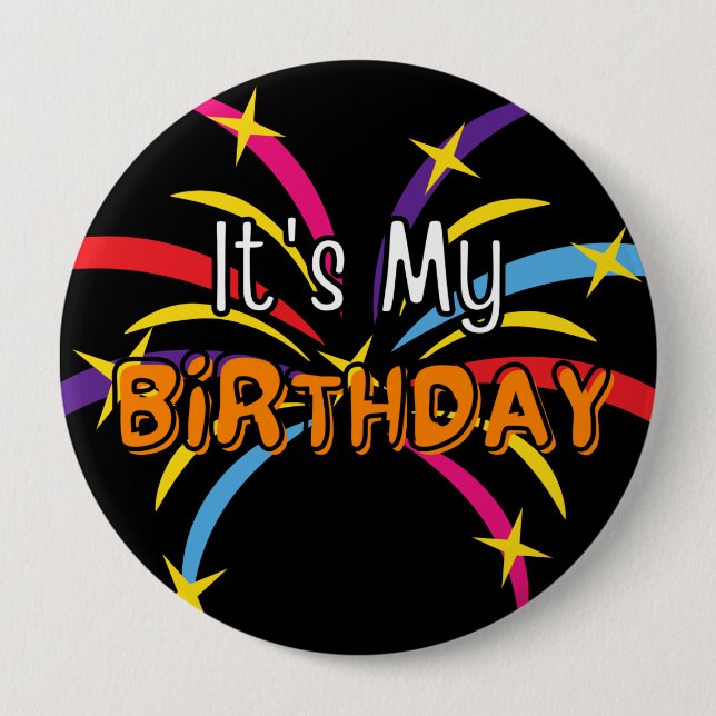 Badge Rond 10 Cm C'est mon anniversaire Jumbo Streamers (Devant)