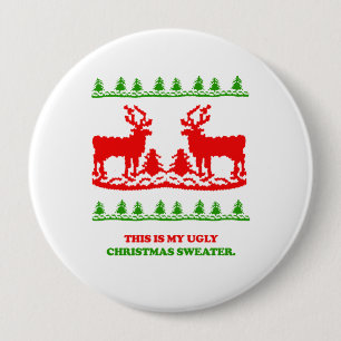 Badge Rond 10 Cm C'est mon chandail laid de Noël