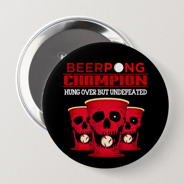Badge Rond 10 Cm Champion de Beer Pong (Devant & derrière)