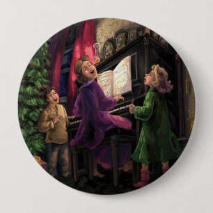 Badge Rond 10 Cm Chant de Noël le long