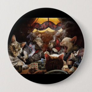 Badge Rond 10 Cm Chats jouant au poker