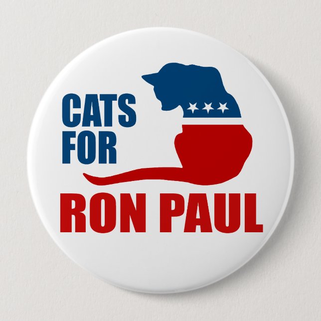 BADGE ROND 10 CM CHATS POUR RON PAUL (Devant)