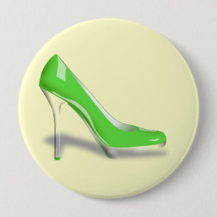 BADGE ROND 10 CM CHAUSSURE VERTE ÉLÉGANTE DE TALON HAUT