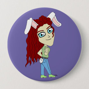 Badge Rond 10 Cm Chibi Bunnygirl donne des pouces
