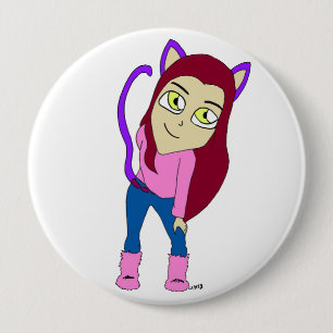 Badge Rond 10 Cm chibi catgirl
