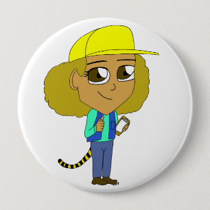 Badge Rond 10 Cm chibi fille avec queue de tigre