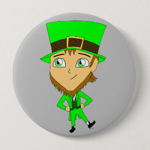 Badge Rond 10 Cm chibi leprechaun