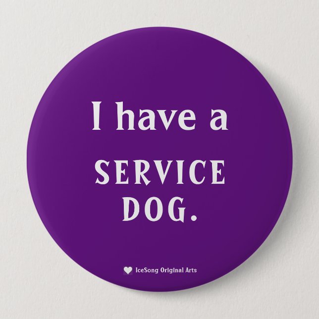 Badge Rond 10 Cm Chien de service pourpre (Devant)