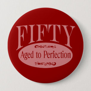 Badge Rond 10 Cm cinquantième anniversaire, cinquante - âgés à 