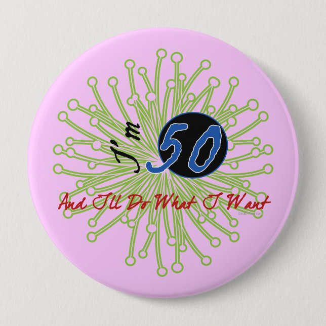 Badge Rond 10 Cm Cinquantième bouton de fête d'anniversaire (Devant)