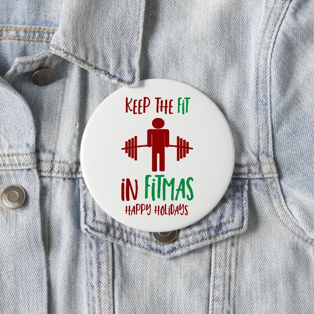 Badge Rond 10 Cm Citation Fitness Fitmas Pun Noël (En situation)