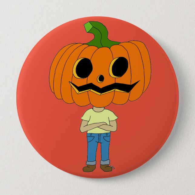 Badge Rond 10 Cm citrouille chef chibi garçon (Devant)