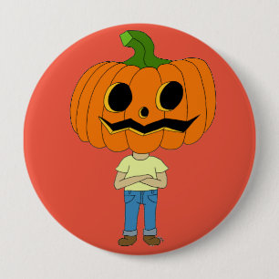 Badge Rond 10 Cm citrouille chef chibi garçon