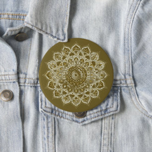 Badge Rond 10 Cm Classique Mandala Inde Style 4