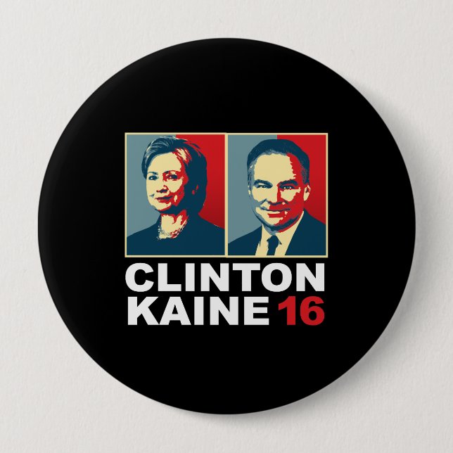 Badge Rond 10 Cm Clinton Kaine 16 - Posterized -- (Devant)