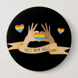 Badge Rond 10 Cm Cœurs de main Hugs gratuits de maman   Fierté arc-