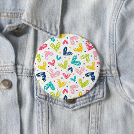 Badge Rond 10 Cm Coeurs et points en style doodé
