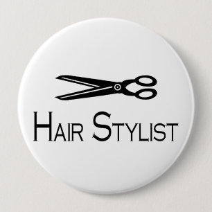 Badge Rond 10 Cm Coiffeur (ciseaux)