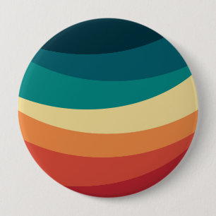 Badge Rond 10 Cm Conception de courbes colorées de style rétro