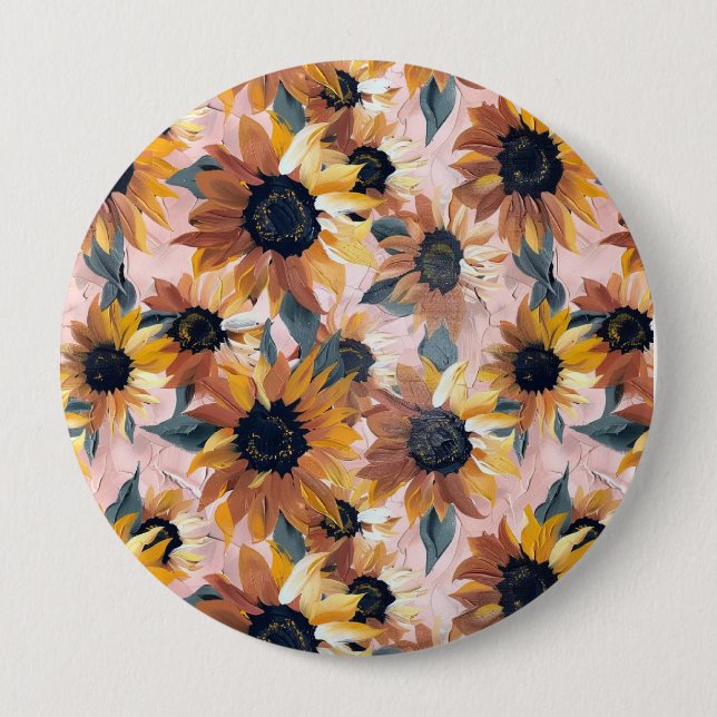 Badge Rond 10 Cm Conception de l'aquarelle de tournesol (Devant)