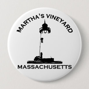 Badge Rond 10 Cm Conception de "phare" de Martha's Vineyard