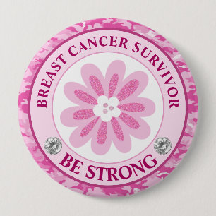 Badge Rond 10 Cm Conception de sensibilisation Fleur Rose Forte