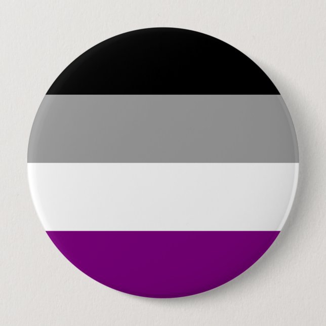 BADGE ROND 10 CM CONCEPTION DE STRIPES DE PRIME ASEXUEL (Devant)