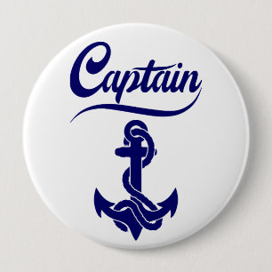 Badge Rond 10 Cm Conception nautique d'ancre de voilier capitaine