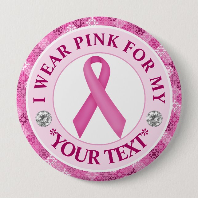 Badge Rond 10 Cm Conception Ruban Rose pour la sensibilisation au c (Devant)
