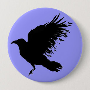 Badge Rond 10 Cm Corbeau - noir