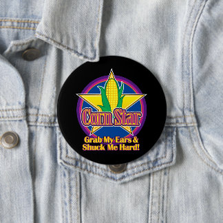Badge Rond 10 Cm Corn Star bleu violet noir BG