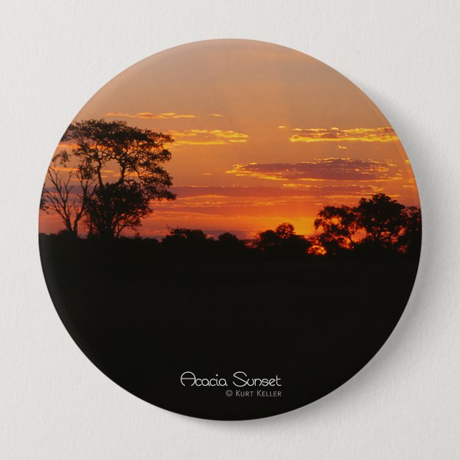 Badge Rond 10 Cm Coucher de soleil Acacia (Devant)