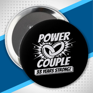 Badge Rond 10 Cm Couple Married 33 Years - 33rd Wedding Anniversary