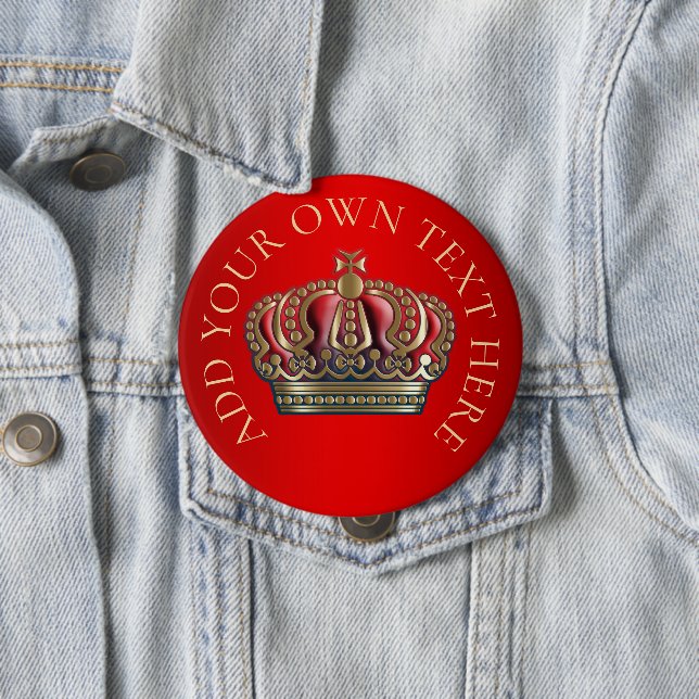 Badge Rond 10 Cm Couronne de la Croix Royale - Bleu Or (En situation)