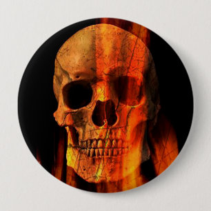 Badge Rond 10 Cm Crâne flamboyant